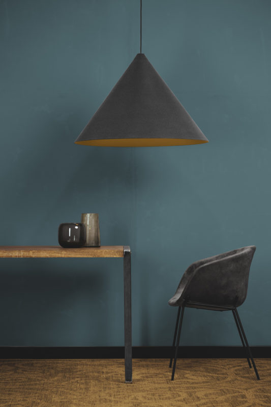 Duża lampa pokryta zamszem - Konko Light Velvet 80cm - kolor Anthracite